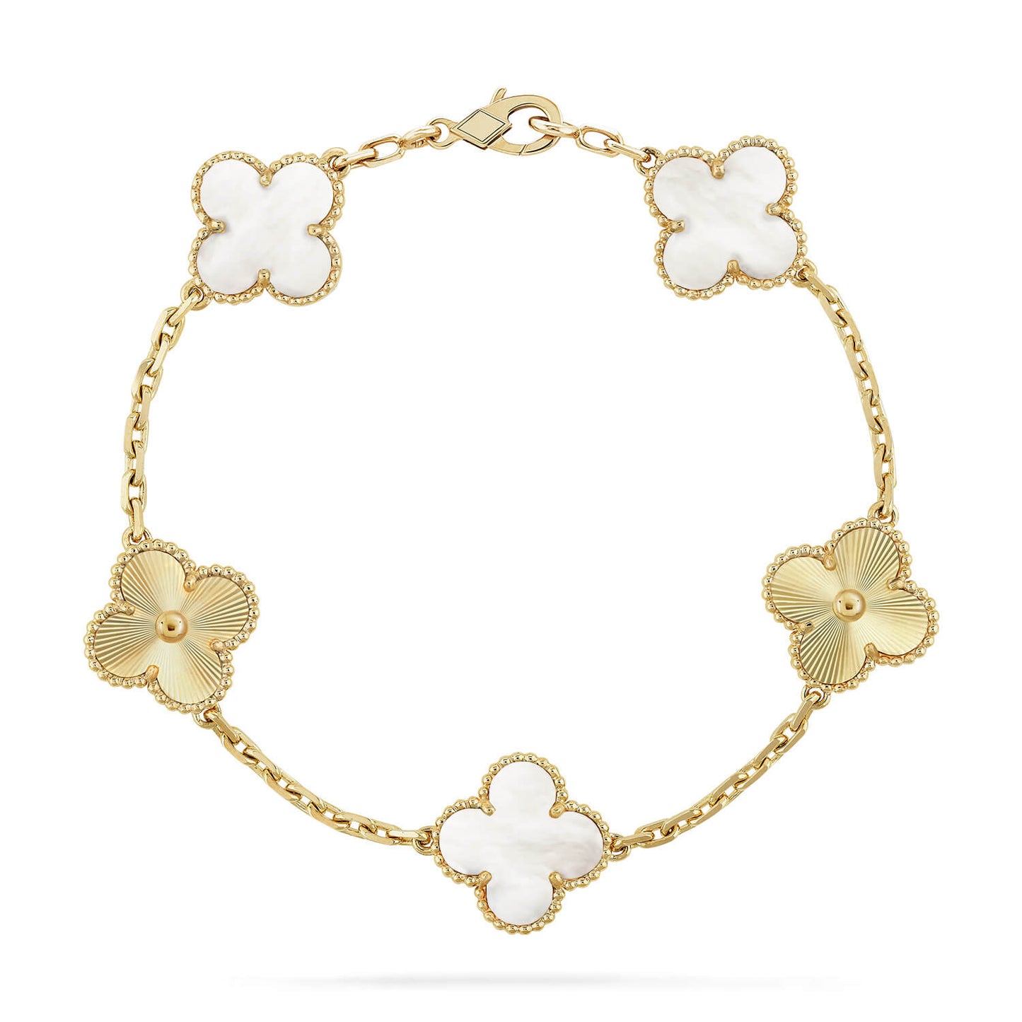 [Glimmer]CLOVER WHITE PEARL MOP 5 MOTIF BRACELET COLLECTION