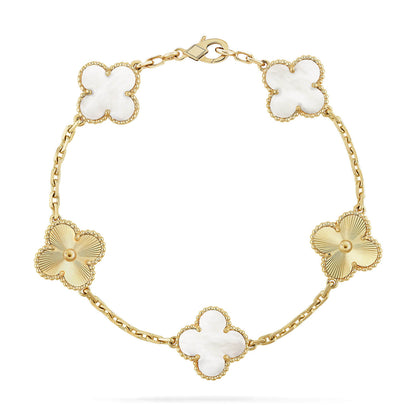 [Glimmer]CLOVER WHITE PEARL MOP 5 MOTIF BRACELET COLLECTION