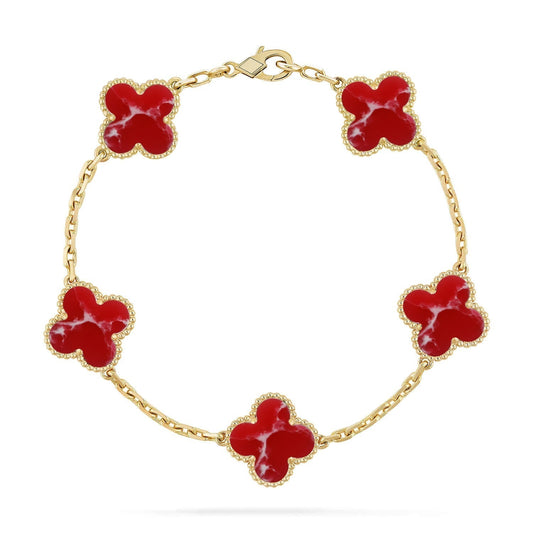[Glimmer]CLOVER 5 MOTIF RED PATTERN BRACELET COLLECTION