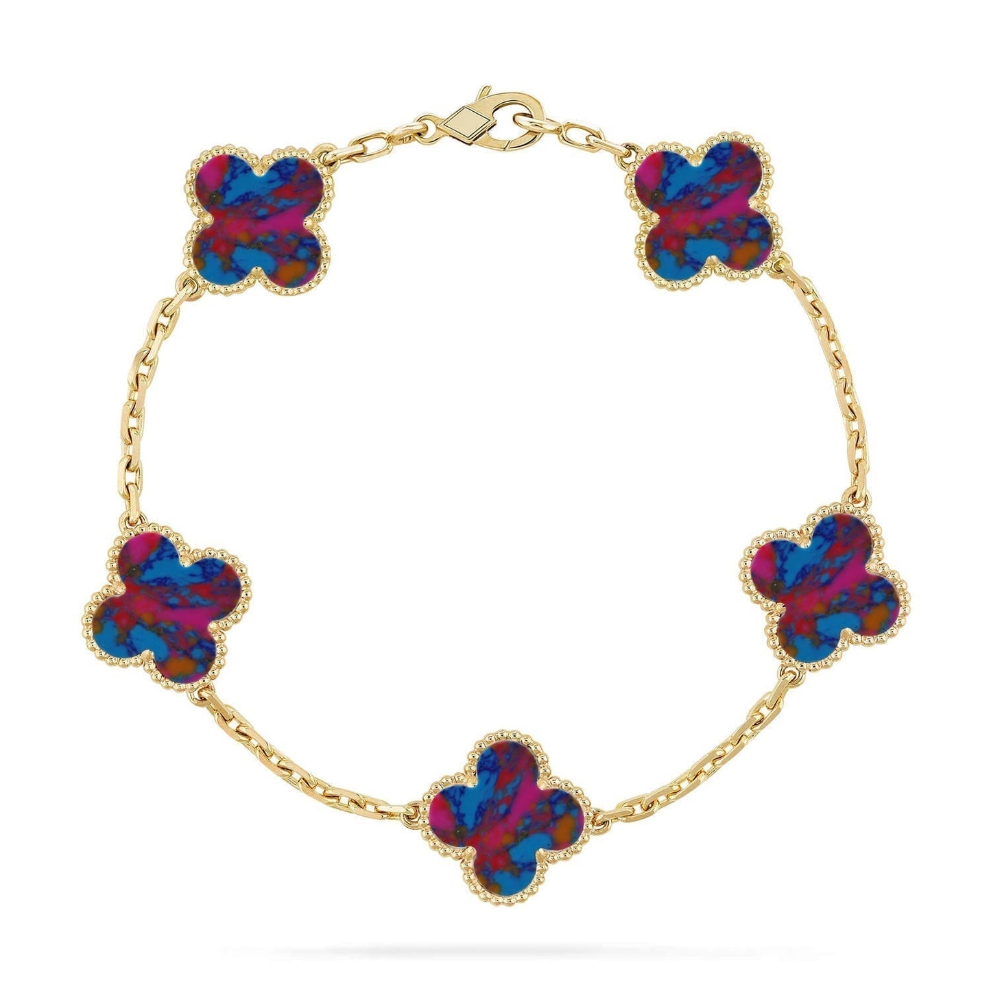 [Glimmer]CLOVER 5 MOTIF COLOR GEMSTONES BRACELET COLLECTION