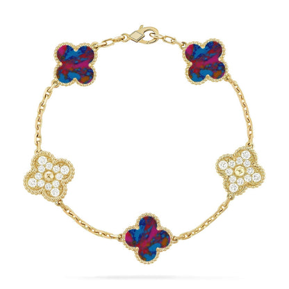 [Glimmer]CLOVER 5 MOTIF COLOR GEMSTONES BRACELET COLLECTION