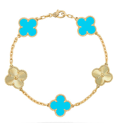 [Glimmer] CLOVER 5 MOTIF TURQUOISE BRACELET COLLECTION