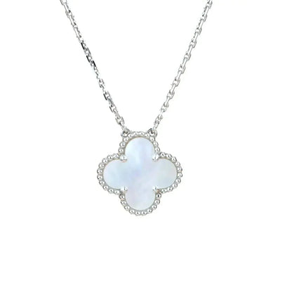 [Glimmer]CLOVER  15MM WHITE MOTHER-OF-PEARL SILVER
