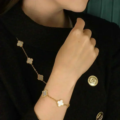 [Glimmer]CLOVER WHITE PEARL MOP 5 MOTIF BRACELET COLLECTION