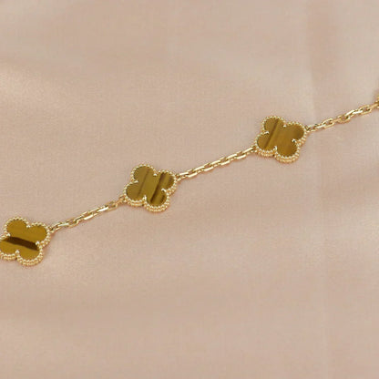 [Glimmer] CLOVER 5 MOTIFS TIGER EYE BRACELET COLLECTION