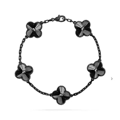 [Glimmer]CLOVER 5 MOTIF BLACK BRACELET