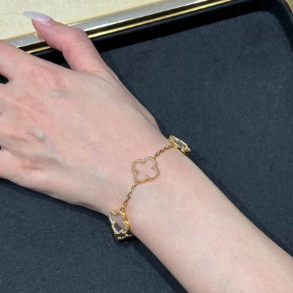 [Glimmer]CLOVER 5 MOTIF ROCK CRYSTAL BRACELET