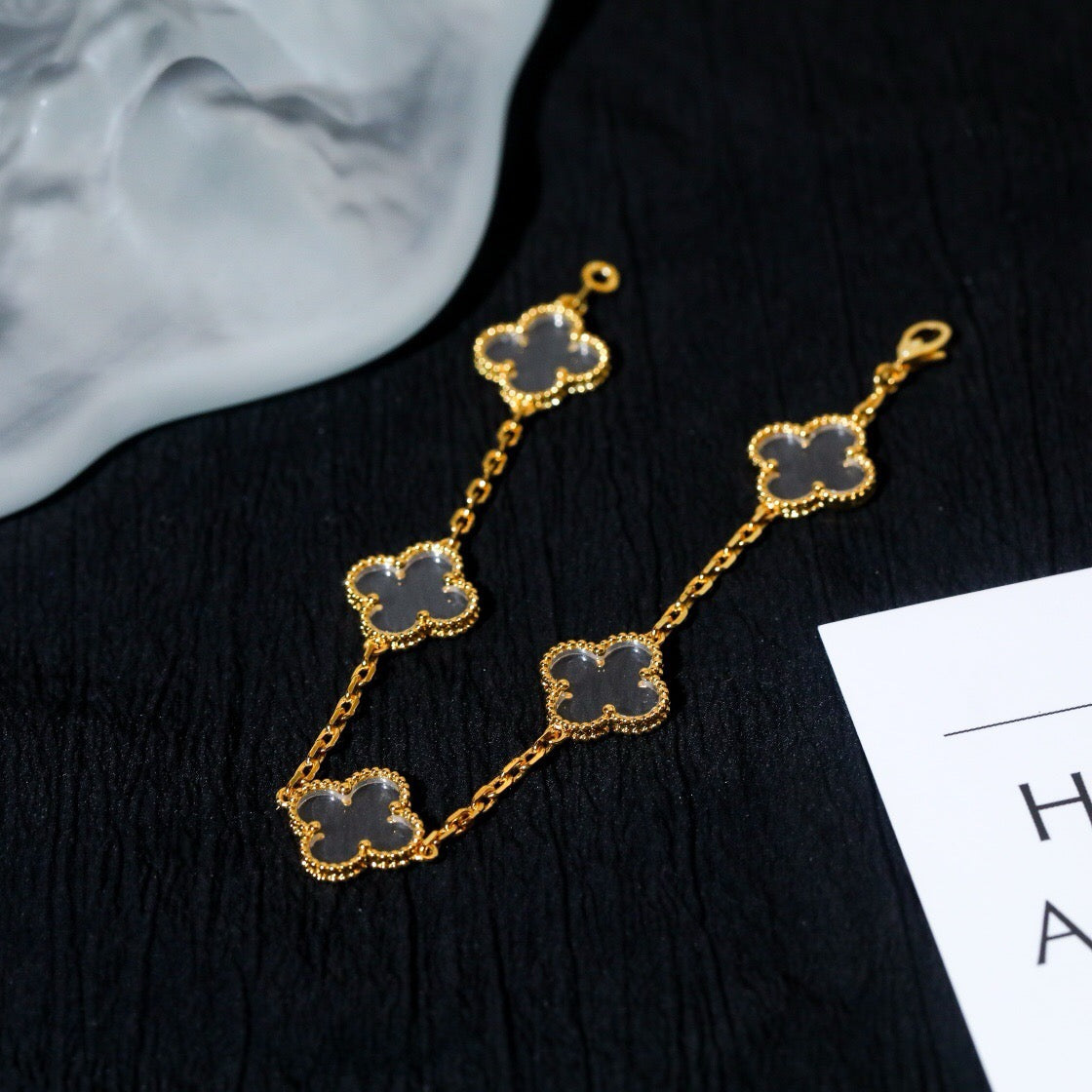 [Glimmer]CLOVER 5 MOTIF ROCK CRYSTAL BRACELET