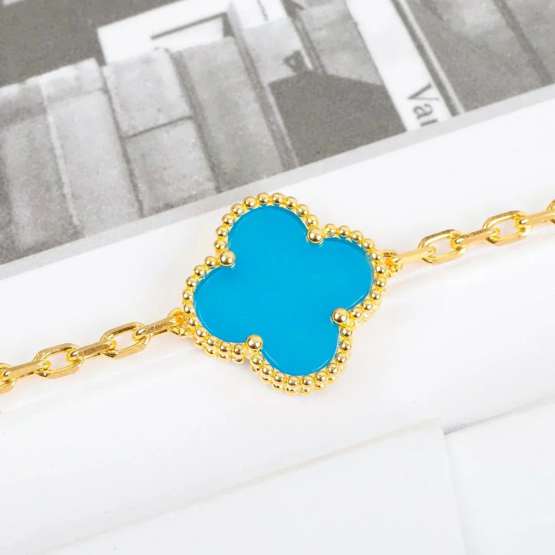 [Glimmer] CLOVER 5 MOTIF TURQUOISE BRACELET COLLECTION