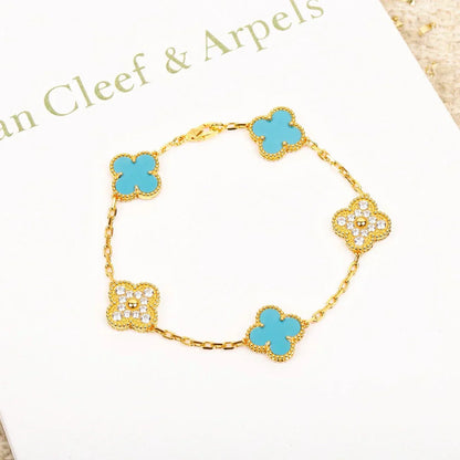 [Glimmer] CLOVER 5 MOTIF TURQUOISE BRACELET COLLECTION