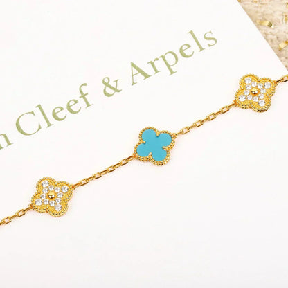 [Glimmer] CLOVER 5 MOTIF TURQUOISE BRACELET COLLECTION