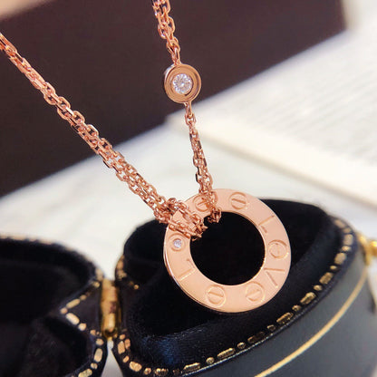 [Glimmer]LOVE NECKLACE 16MM 2 DIAMONDS