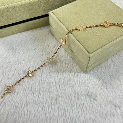 [Glimmer]CLOVER 6 MOTIF DIAMOND LASER BRACELET-w