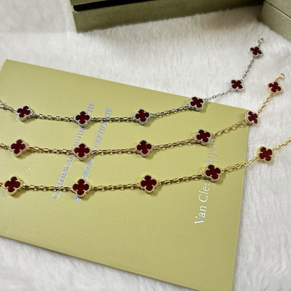 [Glimmer]CLOVER 6 MOTIF RED AGATE BRACELET-w