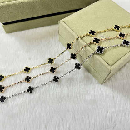 [Glimmer]CLOVER 6 MOTIF  ONYXS BRACELET-w