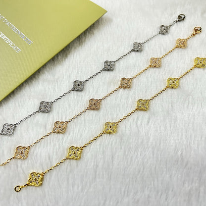 [Glimmer]CLOVER 6 MOTIF DIAMOND BRACELET