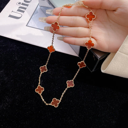 [Glimmer]CLOVER 10 MOTIFS CARNELIAN NECKLACE