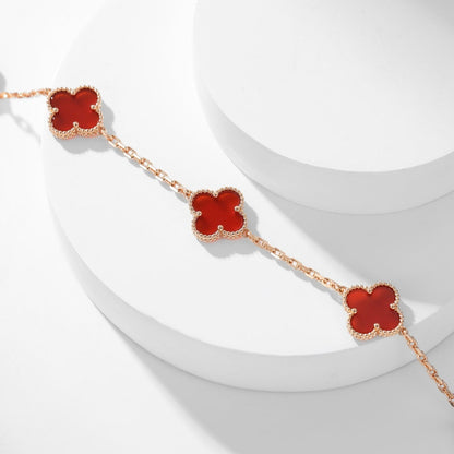 [Glimmer]CLOVER 10 MOTIFS CARNELIAN NECKLACE