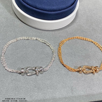 [Glimmer]フォース スモール ホースシュー ダイヤモンド チェーン ロープ ブレスレット