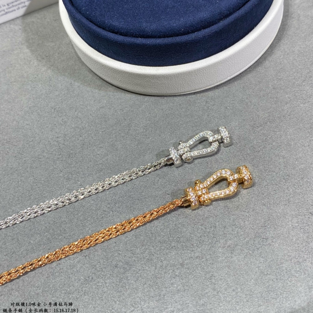 [Glimmer]フォース スモール ホースシュー ダイヤモンド チェーン ロープ ブレスレット