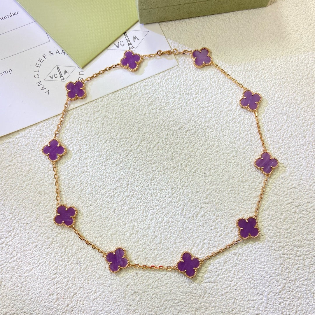 [Glimmer Jewelry]CLOVER 10 MOTIFS  PURPLE VIOLET  NECKLACE