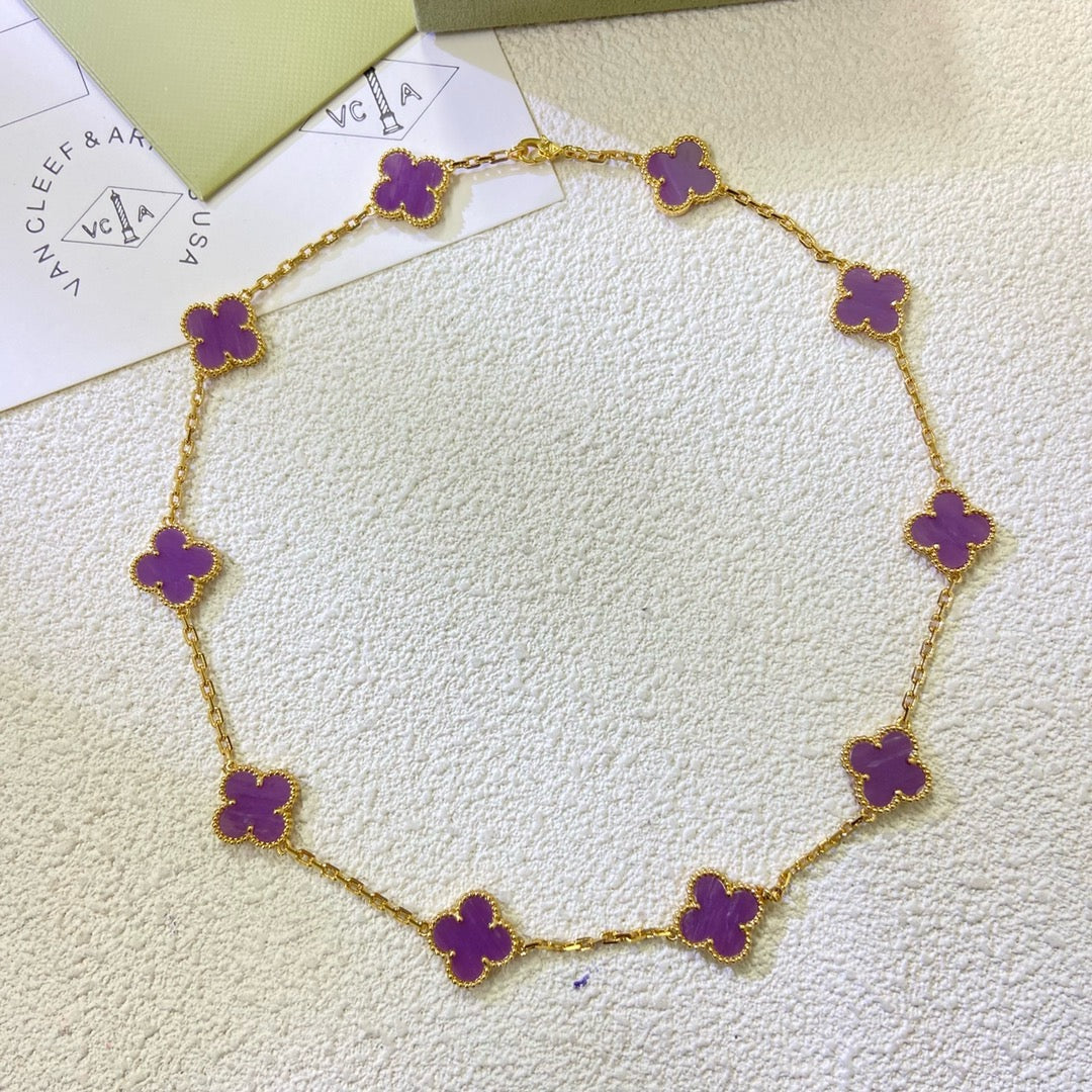 [Glimmer Jewelry]CLOVER 10 MOTIFS  PURPLE VIOLET  NECKLACE
