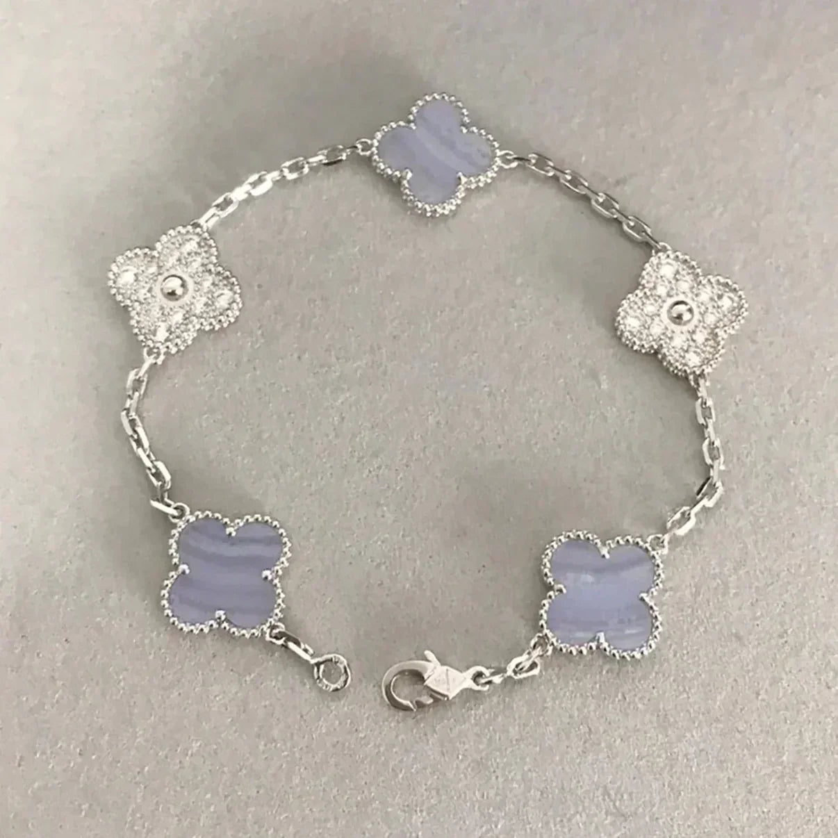 [Glimmer] CLOVER 5 モチーフ パープルカルセドニー ブレスレット コレクション