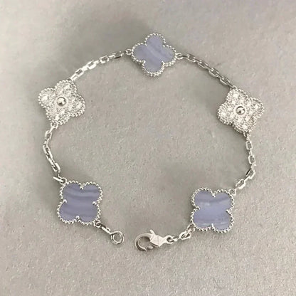 [Glimmer] CLOVER 5 モチーフ パープルカルセドニー ブレスレット コレクション