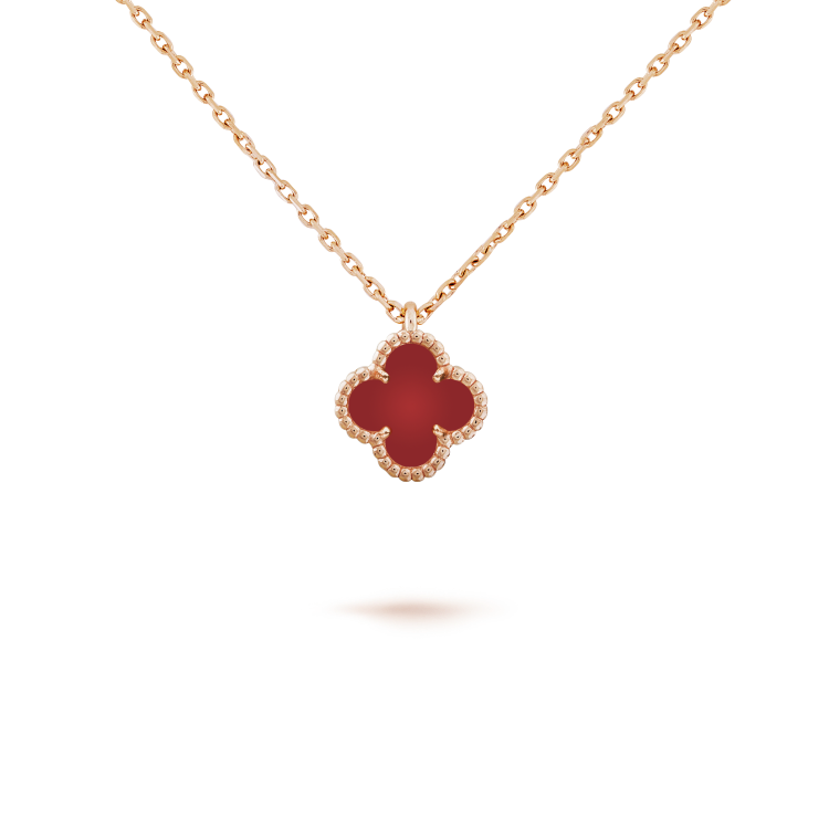 [Glimmer]CLOVER MINI 9.5MM WHITE CARNELIANS NECKLACE