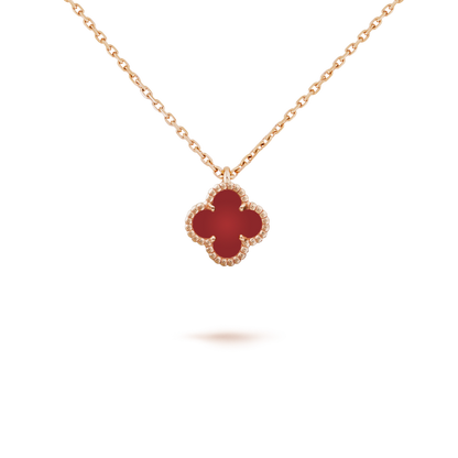 [Glimmer]CLOVER MINI 9.5MM WHITE CARNELIANS NECKLACE