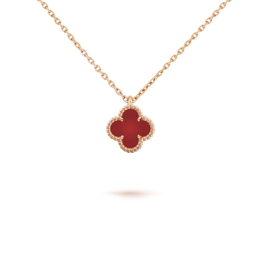 [Glimmer]CLOVER MINI 9.5MM WHITE CARNELIANS NECKLACE