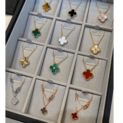 [Glimmer]CLOVER 15MM DIAMOND SINGLE FLOWER NECKLACE