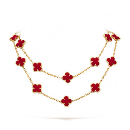 [Glimmer]CLOVER 20 MOTIFS CARNELIAN NECKLACE