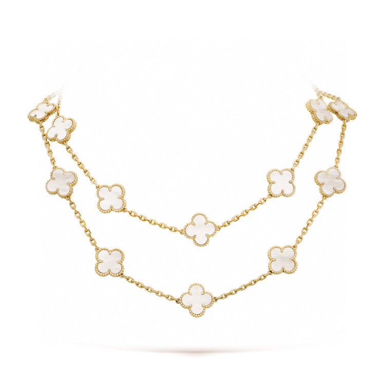 [Glimmer]CLOVER 20 MOTIFS WHITE MOP NECKLACE