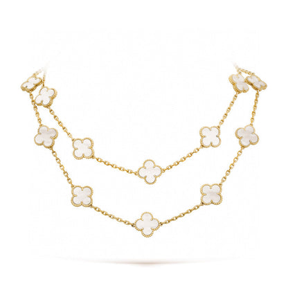 [Glimmer]CLOVER 20 MOTIFS WHITE MOP NECKLACE
