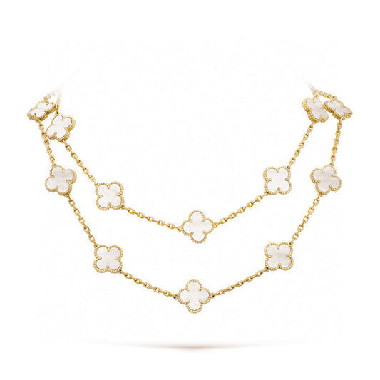 [Glimmer]CLOVER 20 MOTIFS WHITE MOP NECKLACE
