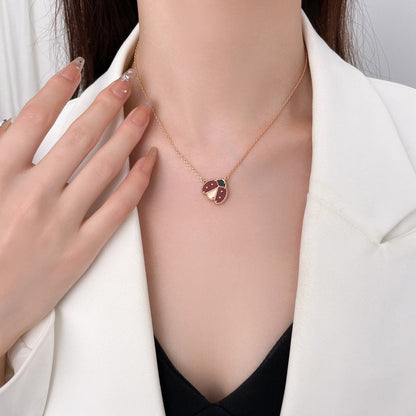 [Glimmer]LUCKY  CARNELIANS LADYBUG NECKLACE