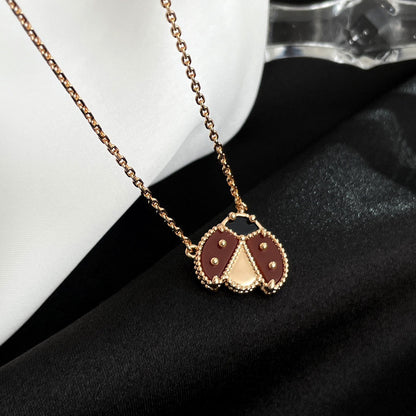[Glimmer]LUCKY  CARNELIANS LADYBUG NECKLACE