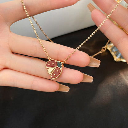[Glimmer]LUCKY  CARNELIANS LADYBUG NECKLACE