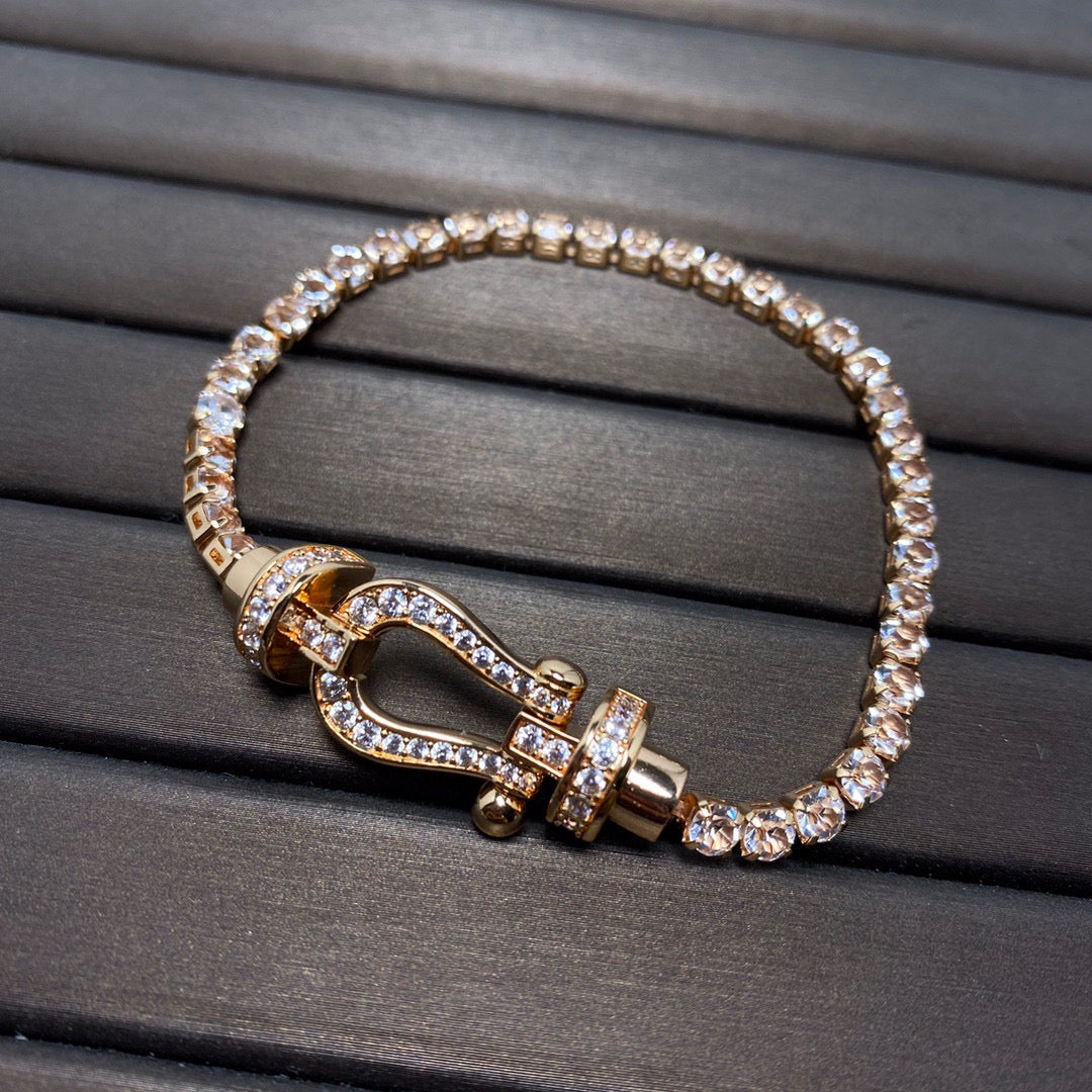 [Glimmer]FORCE  LARGE HORSESHOE FULL DIAMOND TENNIS BRACELET