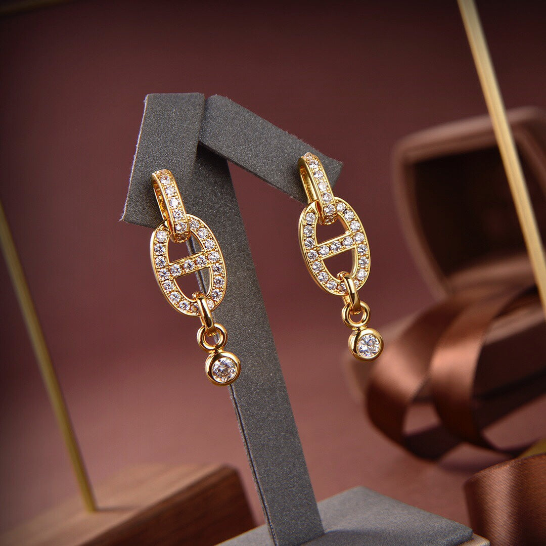 [Glimmer]HM CHAINE DIAMOND EARRINGS