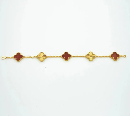 [Glimmer] CLOVER 5 MOTIF RED CORNELIAN BRACELET COLLECTION
