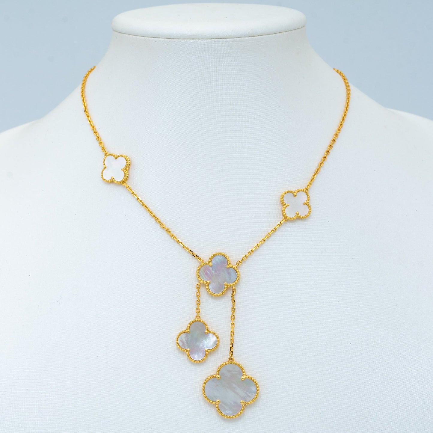 [Glimmer]CLOVER MOTHER OF PEARL NECKLACE 6 MOTIF