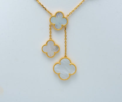 [Glimmer]CLOVER MOTHER OF PEARL NECKLACE 6 MOTIF