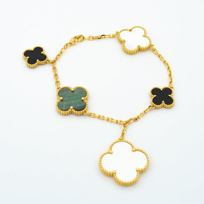 [Glimmer]CLOVER BRACELET 5 MOTIFS ONYX MOP