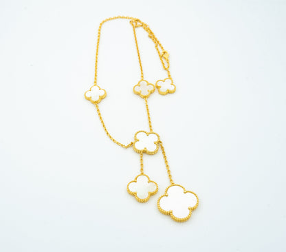 [Glimmer]CLOVER MOTHER OF PEARL NECKLACE 6 MOTIF