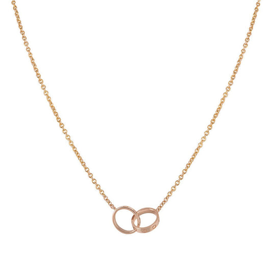 [Glimmer]LOVE NECKLACE DOUBLE RING PINK GOLD