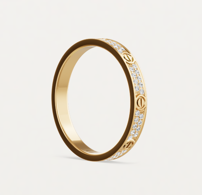 [Glimmer]LOVE RING 2.6mm-wide full-diamond ring Gold