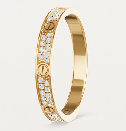[Glimmer]LOVE RING 2.6mm-wide full-diamond ring Gold