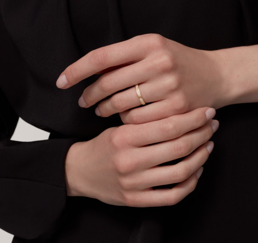 [Glimmer]LOVE RING 2.6mm-wide full-diamond ring Gold